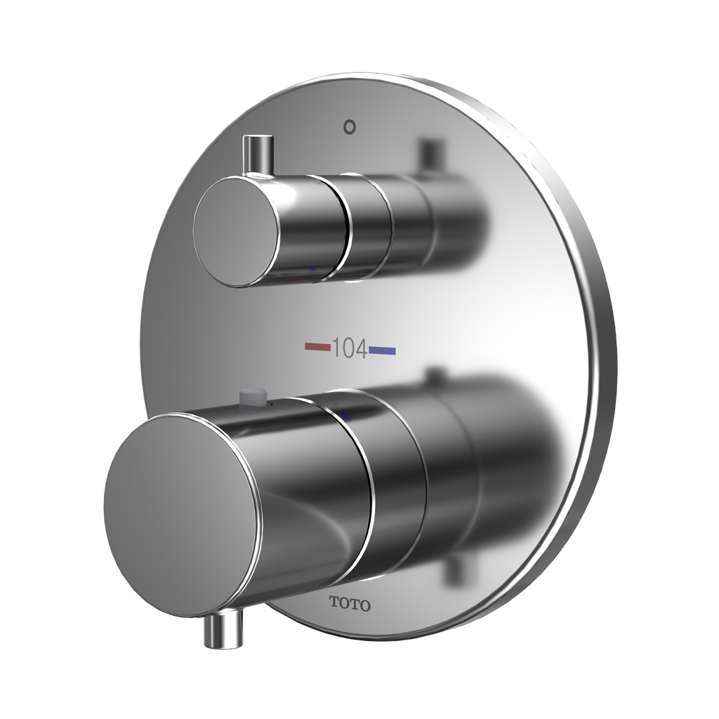 TOTO TBV01408U#CP Round Thermostatic Mixing Valve With Two-Way Diverter Shower Trim - Polished Chrome