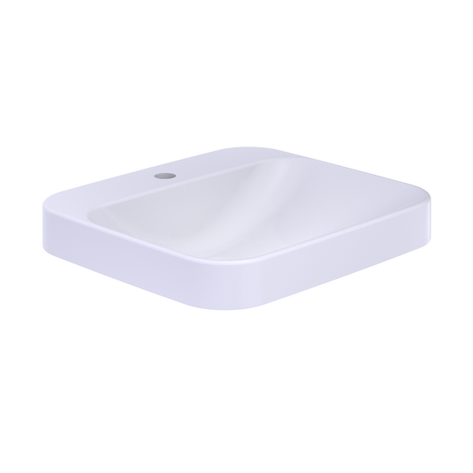 TOTO LT415G#01 Arvina Rectangular 20" Vessel Bathroom Sink With Cefiontect For Single Hole Faucets - Cotton White