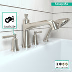 HANSGROHE 04777820 Joleena 4-Hole Roman Tub Set Trim with 1.75 GPM Handshower - Brushed Nickel