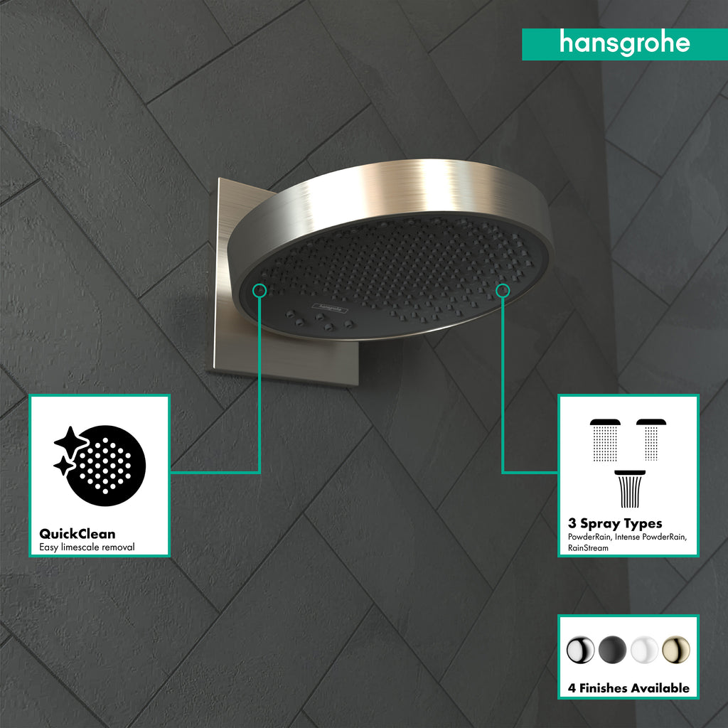 HANSGROHE 26232821 Rainfinity Showerhead 250 3-Jet with Wall Connector Trim, 2.5 GPM - Brushed Nickel