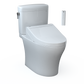 TOTO MW4363084CEMFGN#01 WASHLET+ Aquia IV Cube Two-Piece Elongated Dual Flush 1.28 and 0.9 GPF Toilet with C5 Bidet Seat , Cotton White