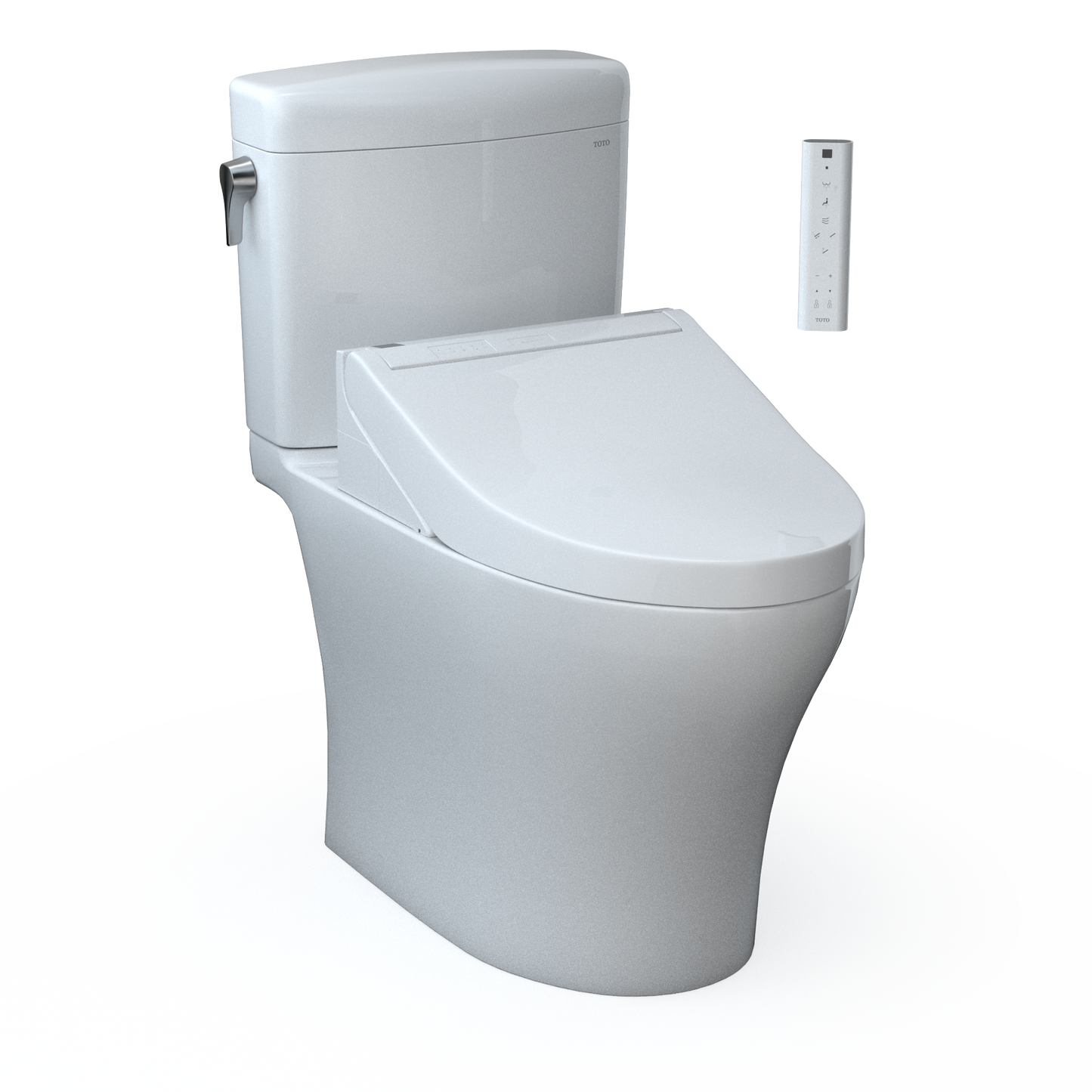 TOTO MW4363084CEMFGN#01 WASHLET+ Aquia IV Cube Two-Piece Elongated Dual Flush 1.28 and 0.9 GPF Toilet with C5 Bidet Seat , Cotton White