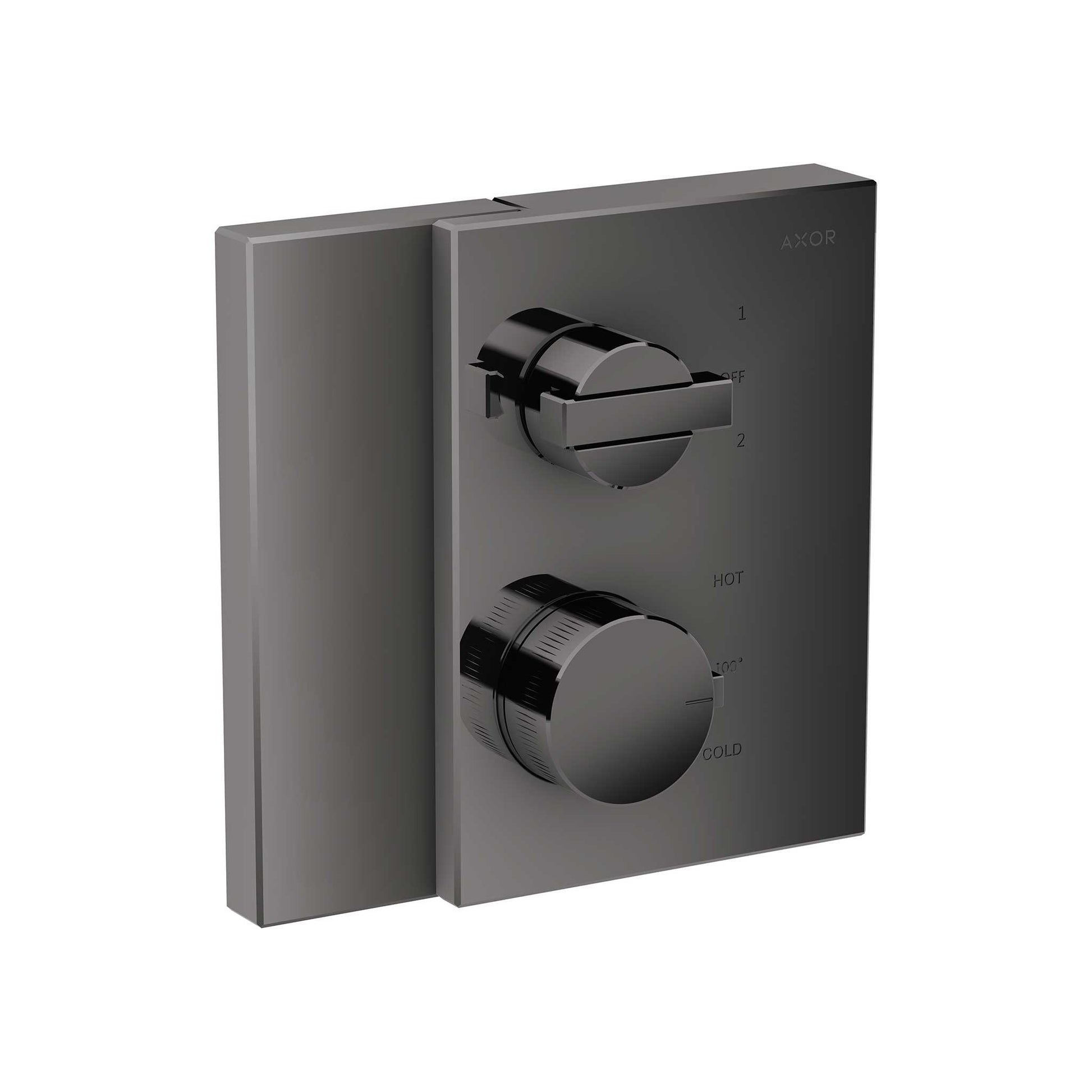 AXOR 46760331 Edge Thermostatic Trim with Volume Control and Diverter - Polished Black Chrome