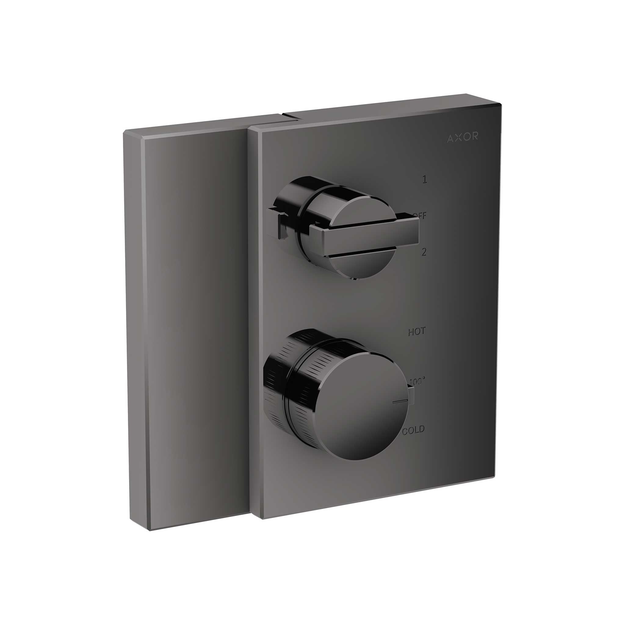 AXOR 46760331 Edge Thermostatic Trim with Volume Control and Diverter - Polished Black Chrome