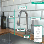 HANSGROHE 72815801 Talis S Prep Kitchen Faucet, 2-Spray Pull-Down, 1.75 GPM - Stainless Steel Optic