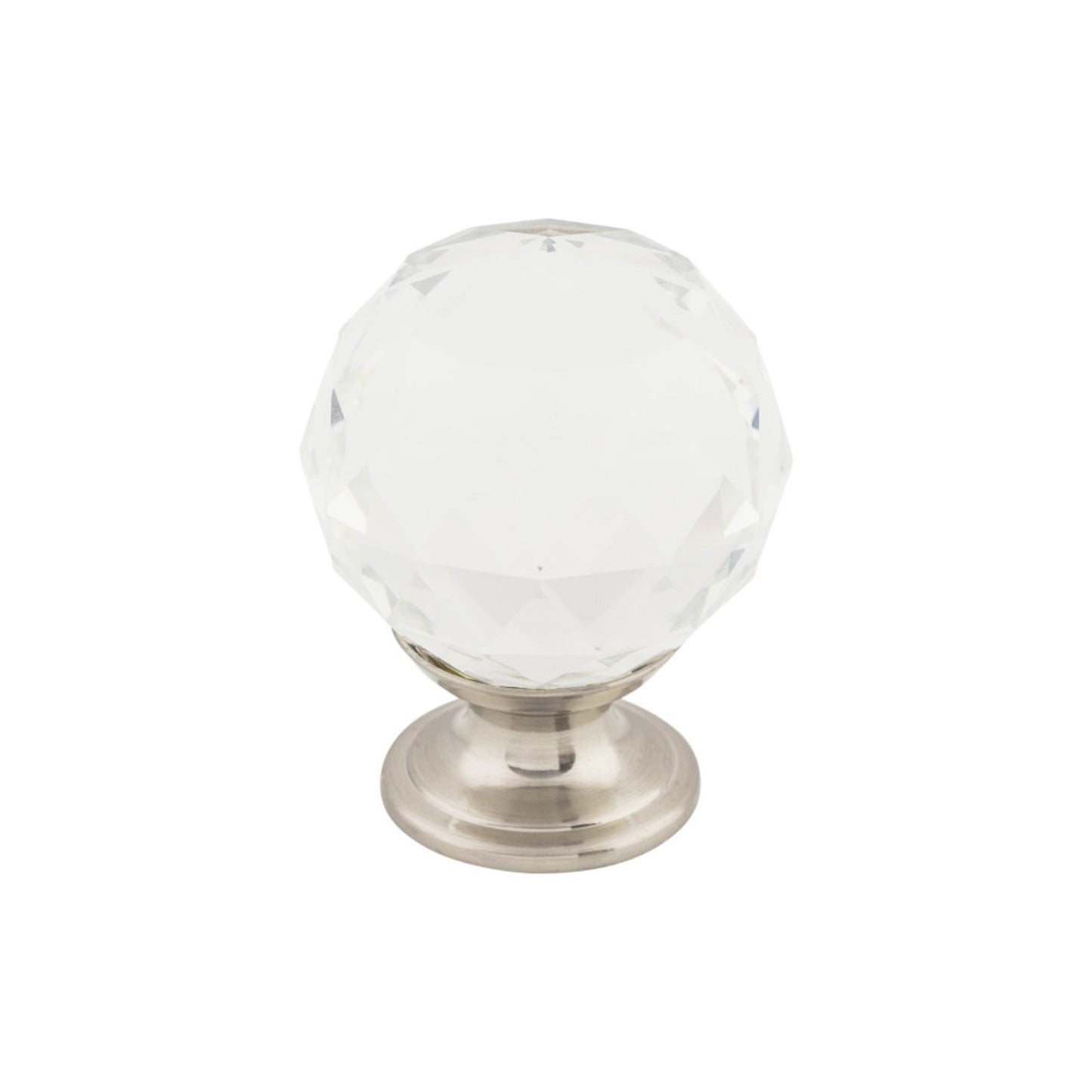 TOP KNOBS TK126BSN Clear Crystal 1 3/8" Diameter Round Knob - Brushed Satin Nickel