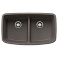 BLANCO 443126 Valea Valea SILGRANIT 32" 50/50 Double Bowl Undermount Kitchen Sink with Low Divide - Volcano Gray in Volcano Gray