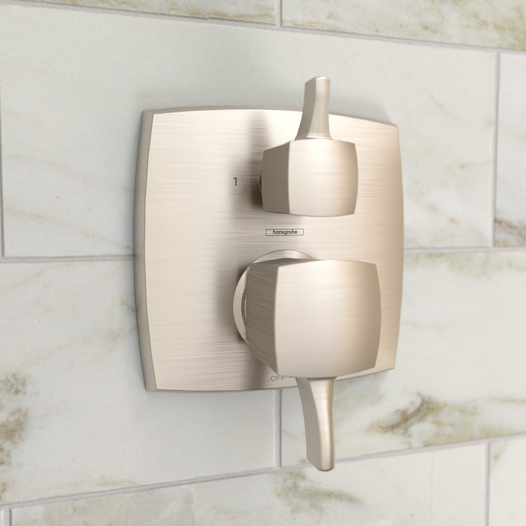 HANSGROHE 15865821 Ecostat Classic Pressure Balance Trim Classic Square with Diverter - Brushed Nickel