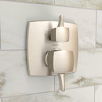 HANSGROHE 15865821 Ecostat Classic Pressure Balance Trim Classic Square with Diverter - Brushed Nickel
