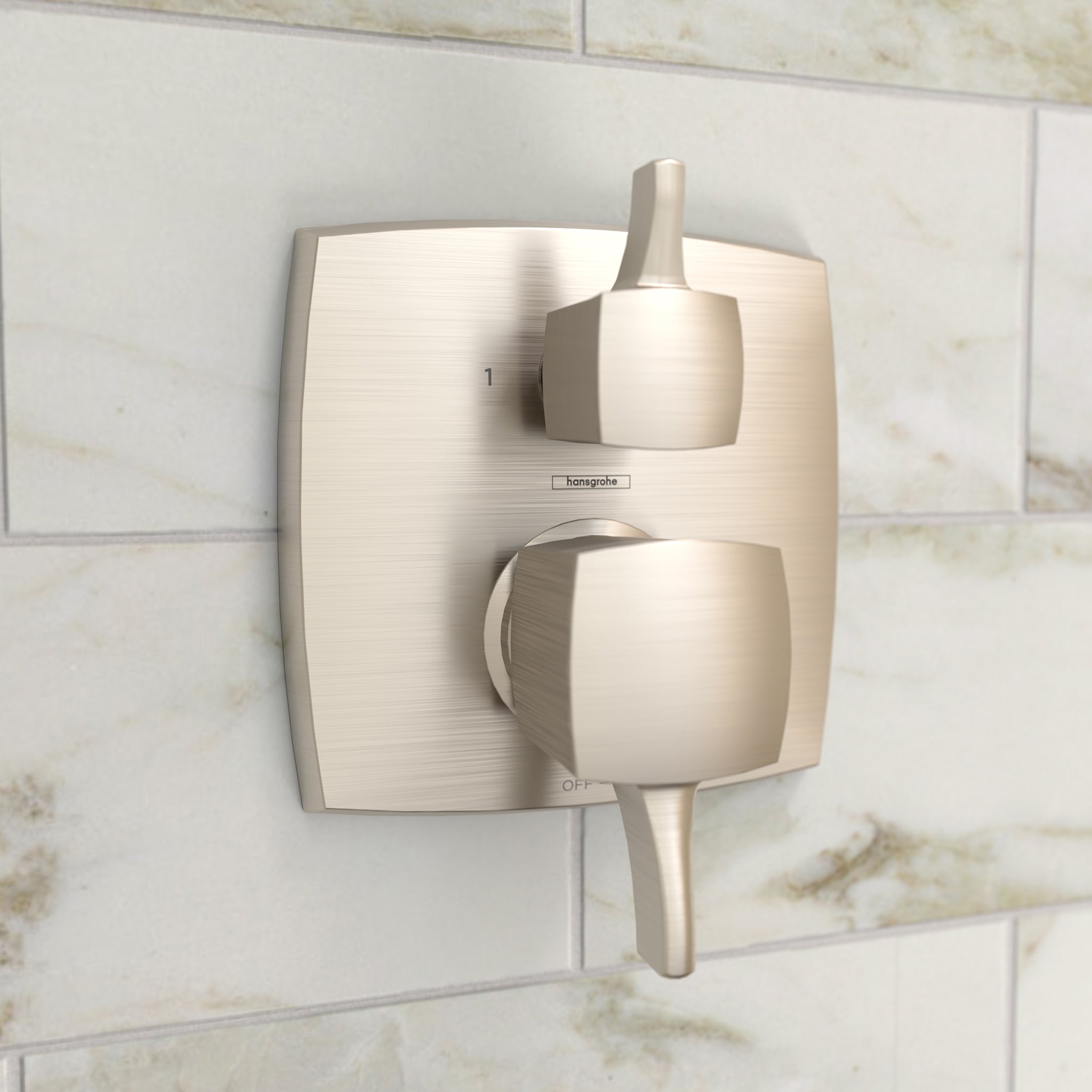 HANSGROHE 15865821 Ecostat Classic Pressure Balance Trim Classic Square with Diverter - Brushed Nickel