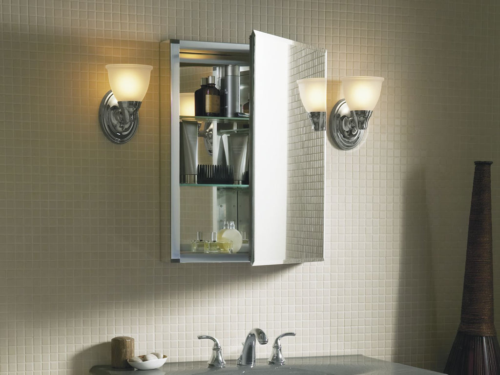 KOHLER K-CB-CLC2026FS 20" W X 26" H Aluminum Single-Door Medicine Cabinet With Mirrored Door, Beveled Edges