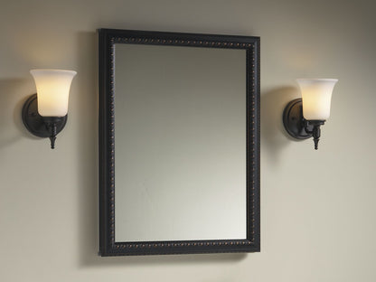 KOHLER K-2967-BR1 20" W x 26" H aluminum single-door medicine cabinet with oil-rubbed bronze framed mirror door - Oil-Rubbed Bronze