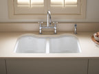 KOHLER K-5818-5U-0 Hartland 33" Undermount Double-Bowl Kitchen Sink - White