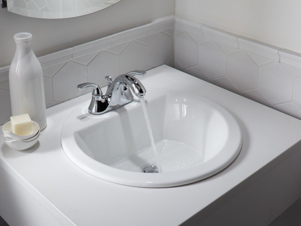 KOHLER K-2714-4-0 Bryant 19" Round Drop-In Bathroom Sink - White