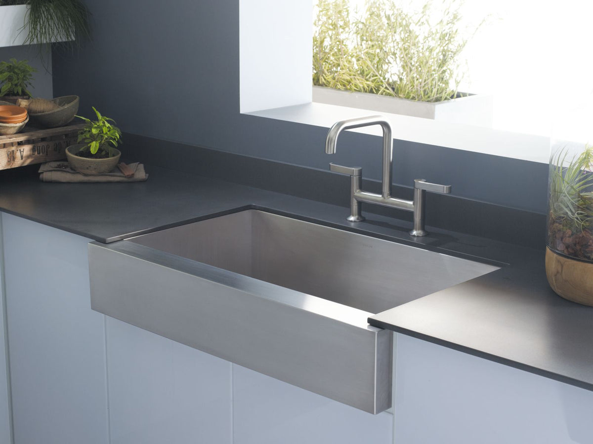KOHLER K-3943-NA Vault 35-1/2" Undermount Single-Bowl Farmhouse Kitchen Sink - Stainless Steel