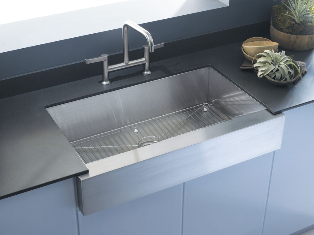 KOHLER K-3943-NA Vault 35-1/2" Undermount Single-Bowl Farmhouse Kitchen Sink - Stainless Steel