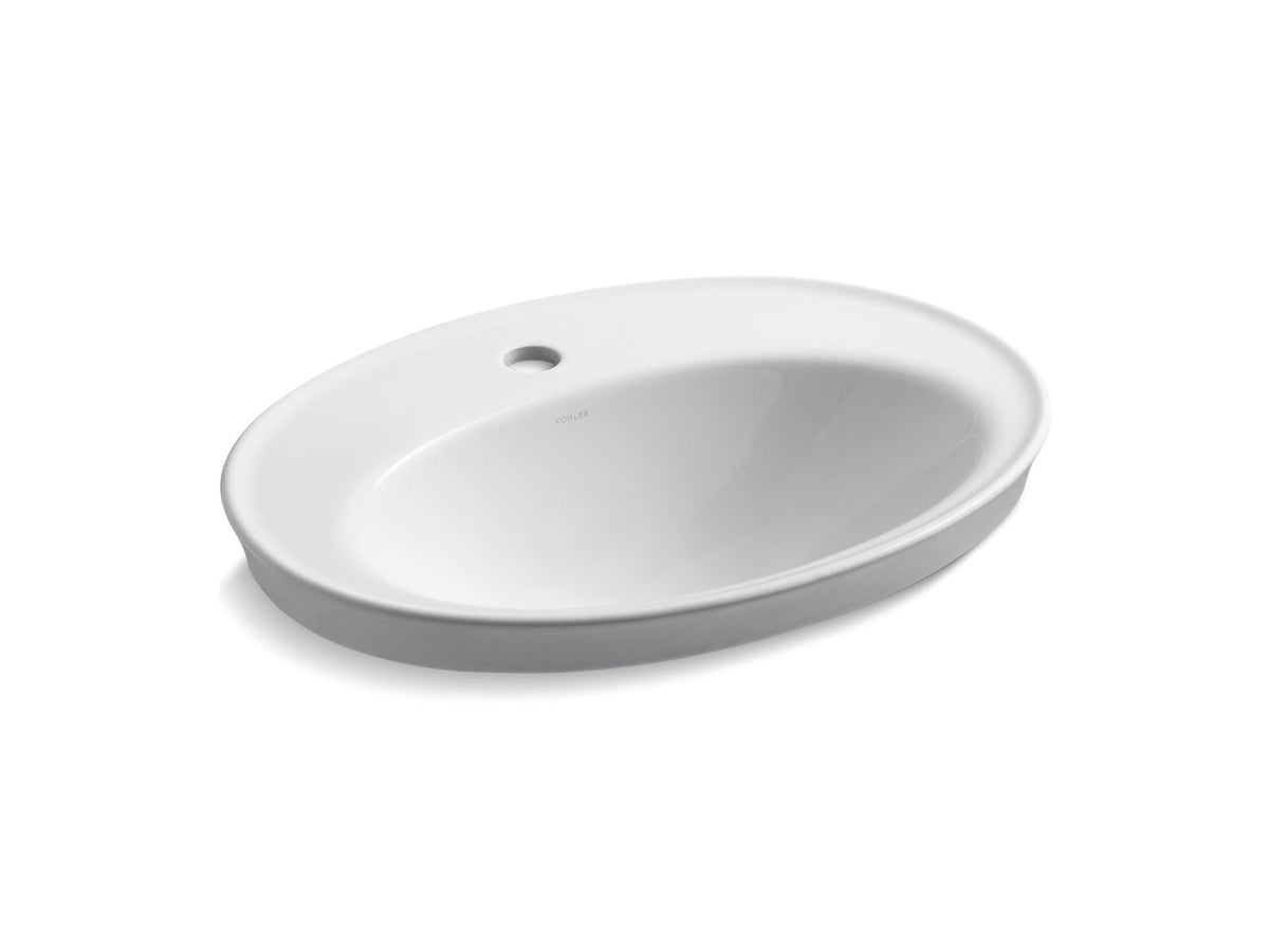 KOHLER K-2075-1-0 Serif 22-1/4" Oval Drop-In Bathroom Sink - White