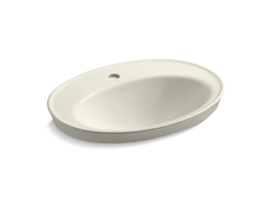 KOHLER K-2075-1-96 Serif 22-1/4" Oval Drop-In Bathroom Sink In Biscuit