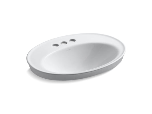 KOHLER K-2075-4-0 Serif 22-1/4" Oval Drop-In Bathroom Sink In White