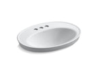 KOHLER K-2075-4-0 Serif 22-1/4" Oval Drop-In Bathroom Sink - White