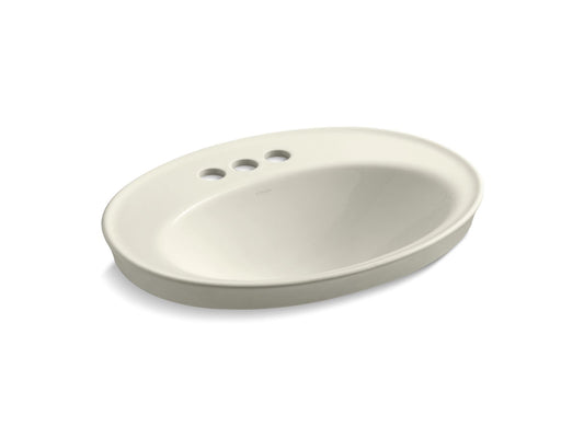 KOHLER K-2075-4-96 Serif 22-1/4" Oval Drop-In Bathroom Sink In Biscuit