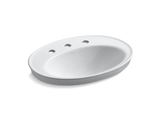 KOHLER K-2075-8-0 Serif 22-1/4" Oval Drop-In Bathroom Sink In White