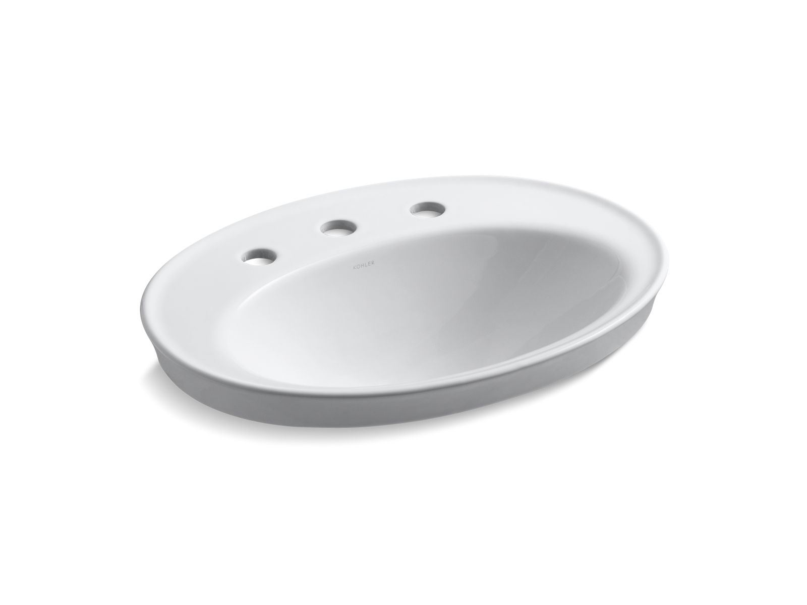 KOHLER K-2075-8-96 Serif 22-1/4" Oval Drop-In Bathroom Sink - Biscuit