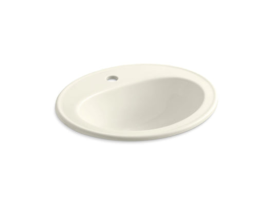 KOHLER K-2196-1-96 Pennington 20-1/4" Oval Drop-In Bathroom Sink In Biscuit