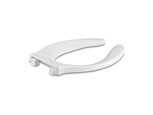 KOHLER K-4731-SA-0 Stronghold Commercial elongated toilet seat with integrated handle, self-sustaining check hinge and antimicrobial agent - White