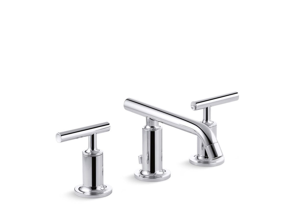 KOHLER K-14410-4-BL Purist Widespread Bathroom Sink Faucet With Lever Handles, 1.2 Gpm - Matte Black
