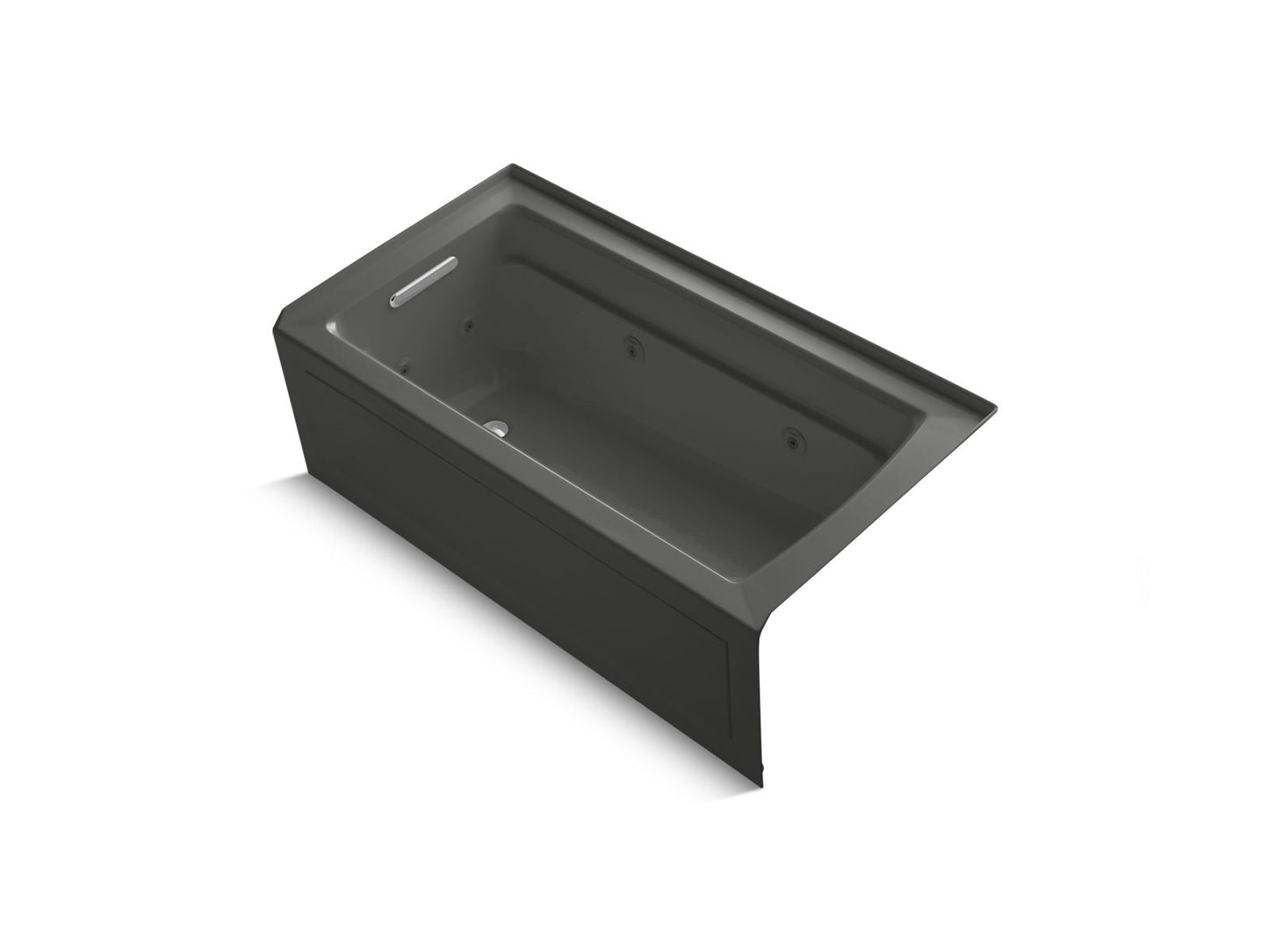 KOHLER K-1122-HL-58 Archer 60" X 32" Alcove Heated Whirlpool Bath, Left Drain In Thunder Grey