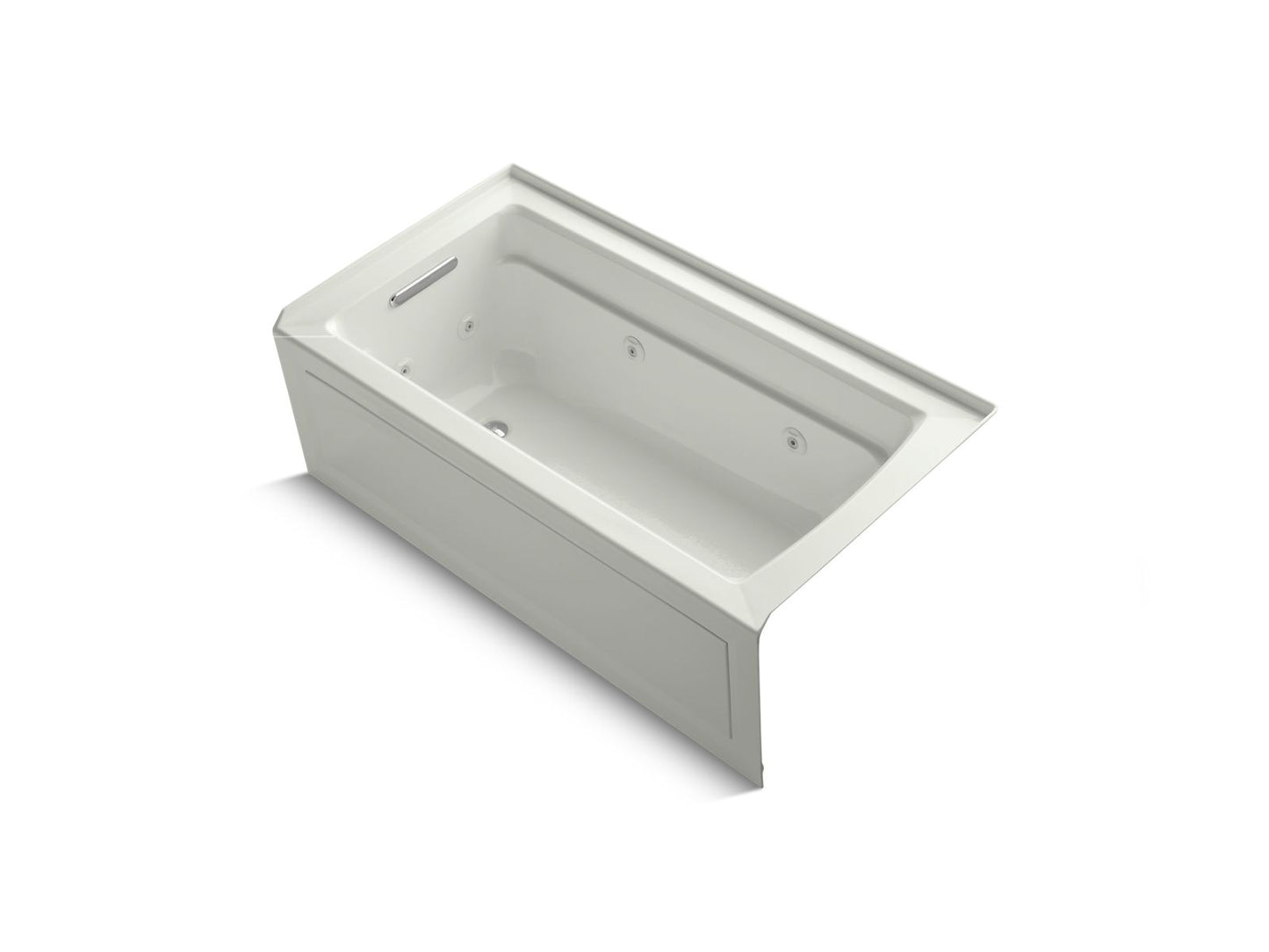 KOHLER K-1122-HL-NY Archer 60" X 32" Alcove Heated Whirlpool Bath, Left Drain In Dune