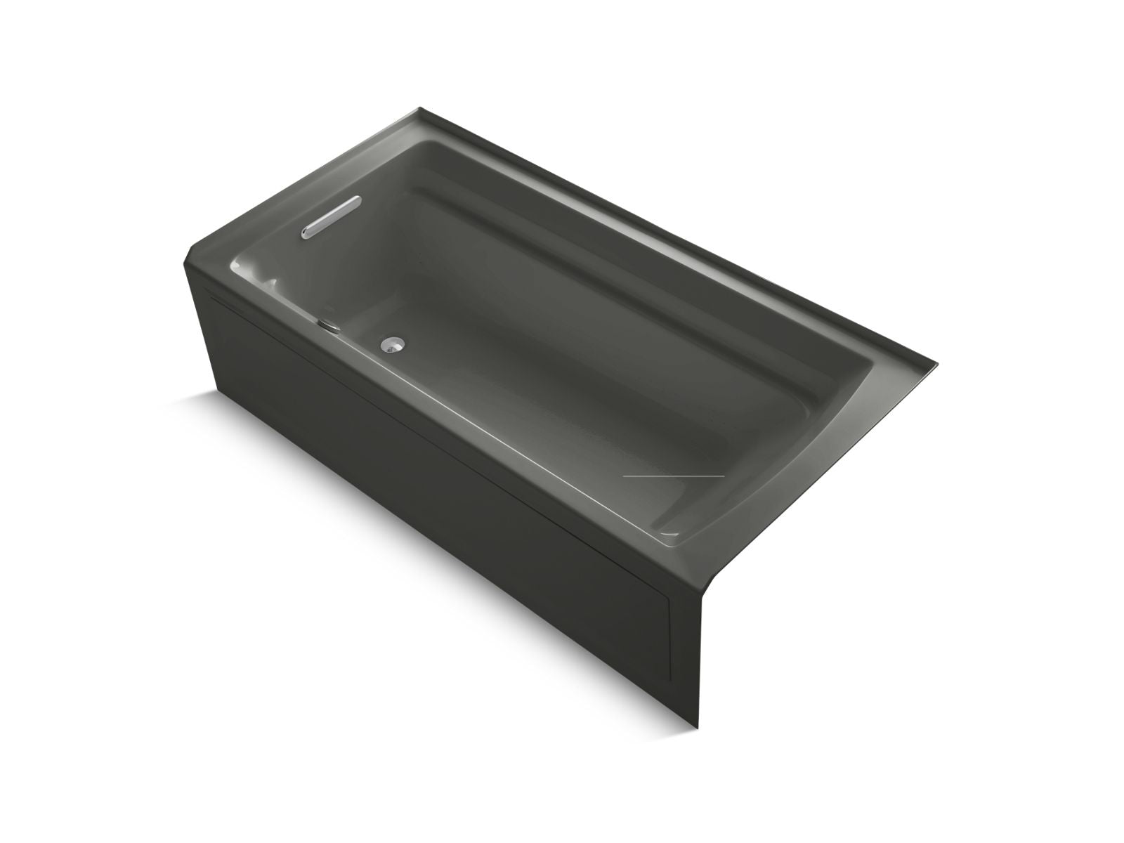 KOHLER K-1124-GHLAW-58 Archer 72" X 36" Alcove Heated Bubblemassage Air Bath With Bask Heated Surface, Left Drain In Thunder Grey