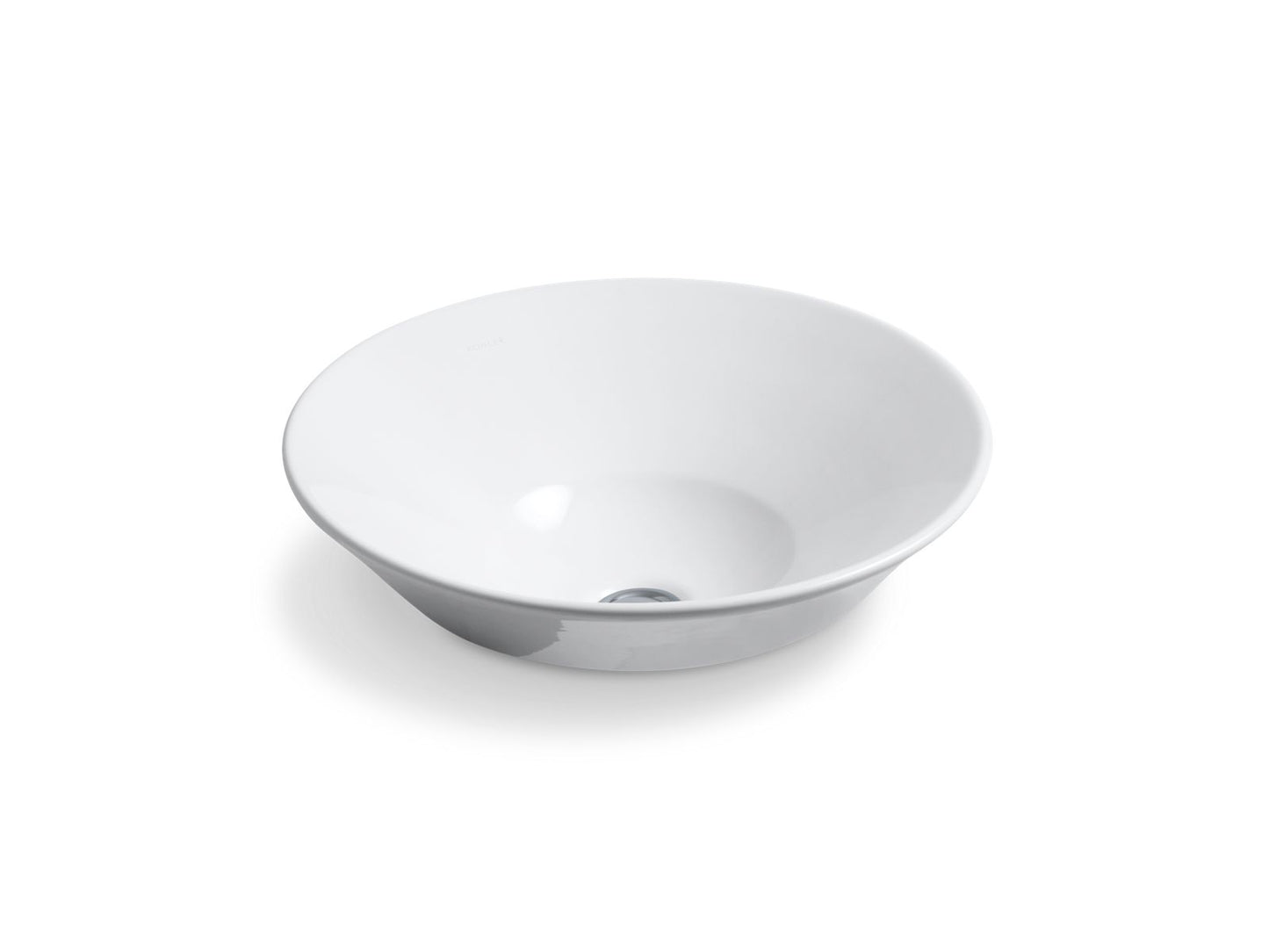 KOHLER K-2200-0 Conical Bell 16-1/4" Round Wall-Mount Vessel Bathroom Sink, No Overflow In White