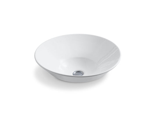 KOHLER K-2200-G-0 Conical Bell 16-1/4" Round Wall-Mount Vessel Bathroom Sink With Glazed Underside, No Overflow In White