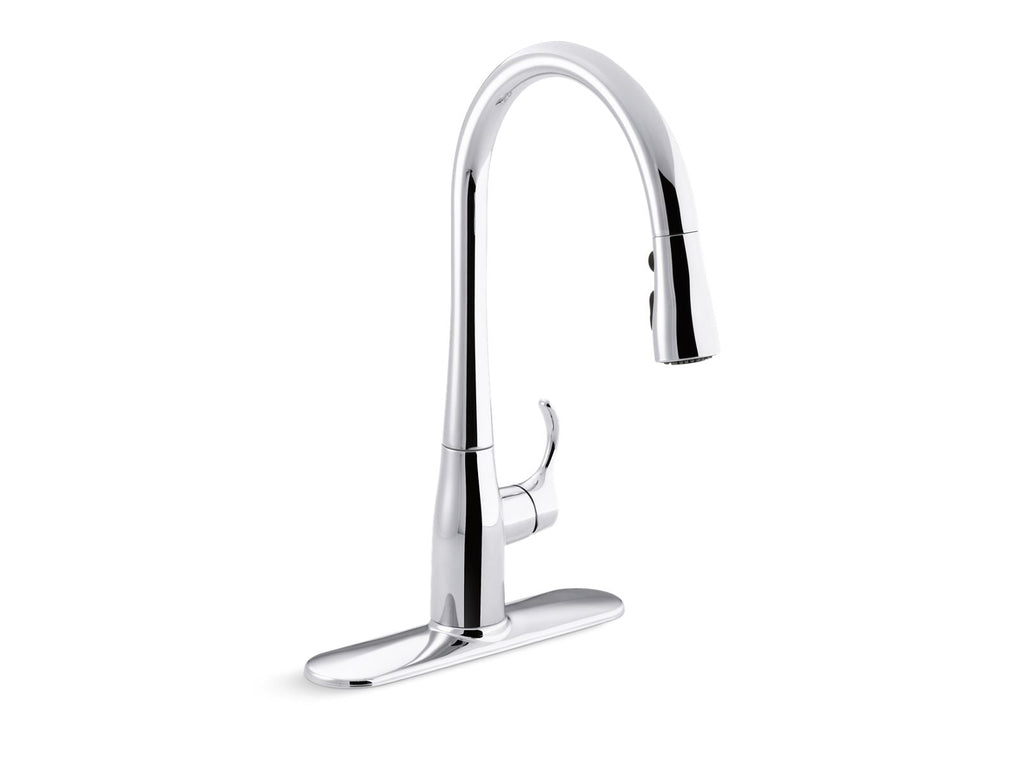 KOHLER K-596-VS Simplice Pull-Down Kitchen Sink Faucet With Three-Function Sprayhead - Vibrant Stainless