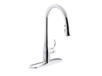 KOHLER K-596-VS Simplice Pull-Down Kitchen Sink Faucet With Three-Function Sprayhead - Vibrant Stainless