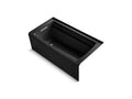 KOHLER K-1122-GHLAW-7 Archer 60" X 32" Integral Apron Heated Bubblemassage Air Bath With Bask Heated Surface And Left-Hand Drain - Black Black