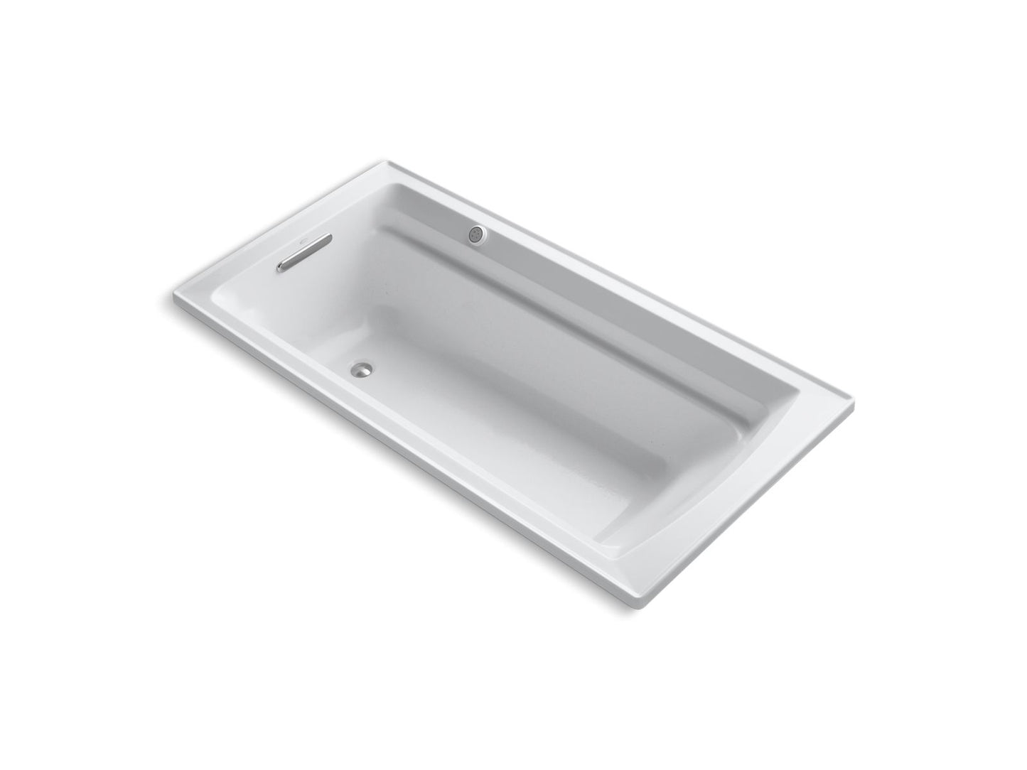 KOHLER K-1124-GHW-0 Archer 72" X 36" Drop-In Heated Bubblemassage Air Bath With Bask Heated Surface In White