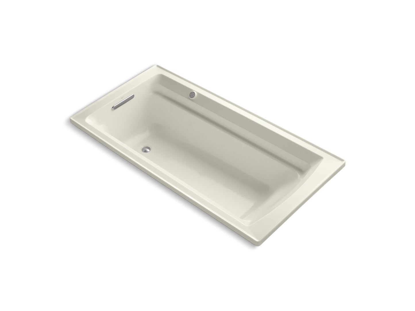 KOHLER K-1124-GHW-96 Archer 72" X 36" Drop-In Heated Bubblemassage Air Bath With Bask Heated Surface In Biscuit