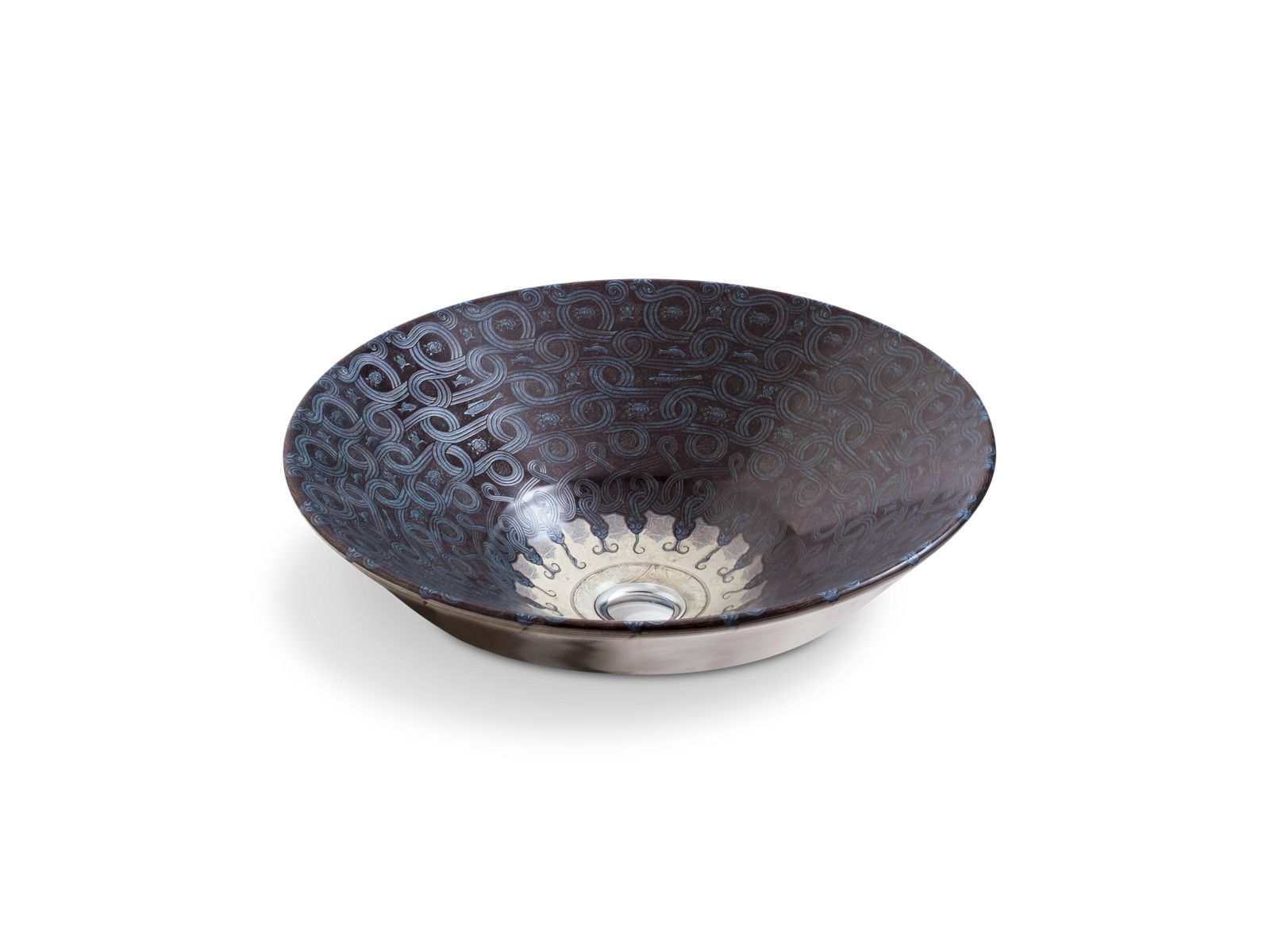 KOHLER K-14223-SP-G9 Serpentine Bronze Conical Bell 16-1/4" Round Vessel Bathroom Sink, No Overflow - Sandbar