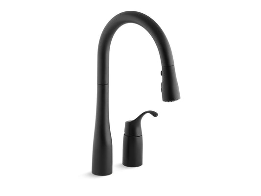 KOHLER K-647-BL Simplice Pull-Down Kitchen Sink Faucet With Three-Function Sprayhead In Matte Black