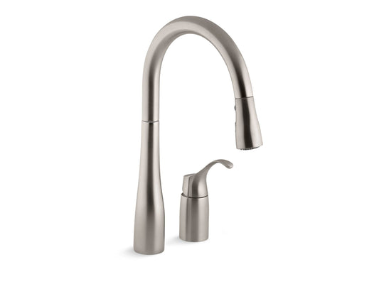 KOHLER K-647-VS Simplice Pull-Down Kitchen Sink Faucet With Three-Function Sprayhead In Vibrant Stainless