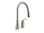 KOHLER K-647-BL Simplice Pull-Down Kitchen Sink Faucet With Three-Function Sprayhead - Matte Black