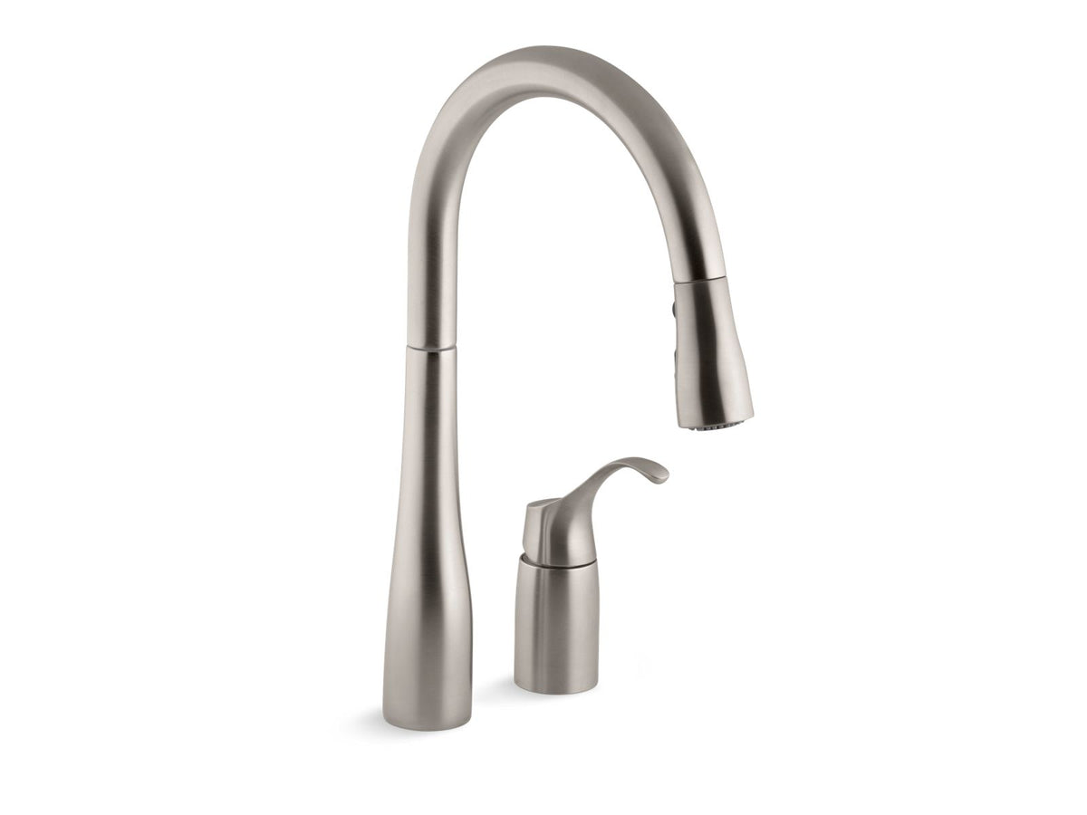 KOHLER K-647-BL Simplice Pull-Down Kitchen Sink Faucet With Three-Function Sprayhead - Matte Black