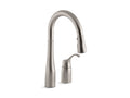 KOHLER K-649-VS Simplice Pull-Down Bar Sink Faucet With Three-Function Sprayhead - Vibrant Stainless