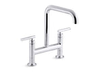 KOHLER K-7547-4-BV Purist Two-Hole Bridge Kitchen Sink Faucet - Vibrant Brushed Bronze