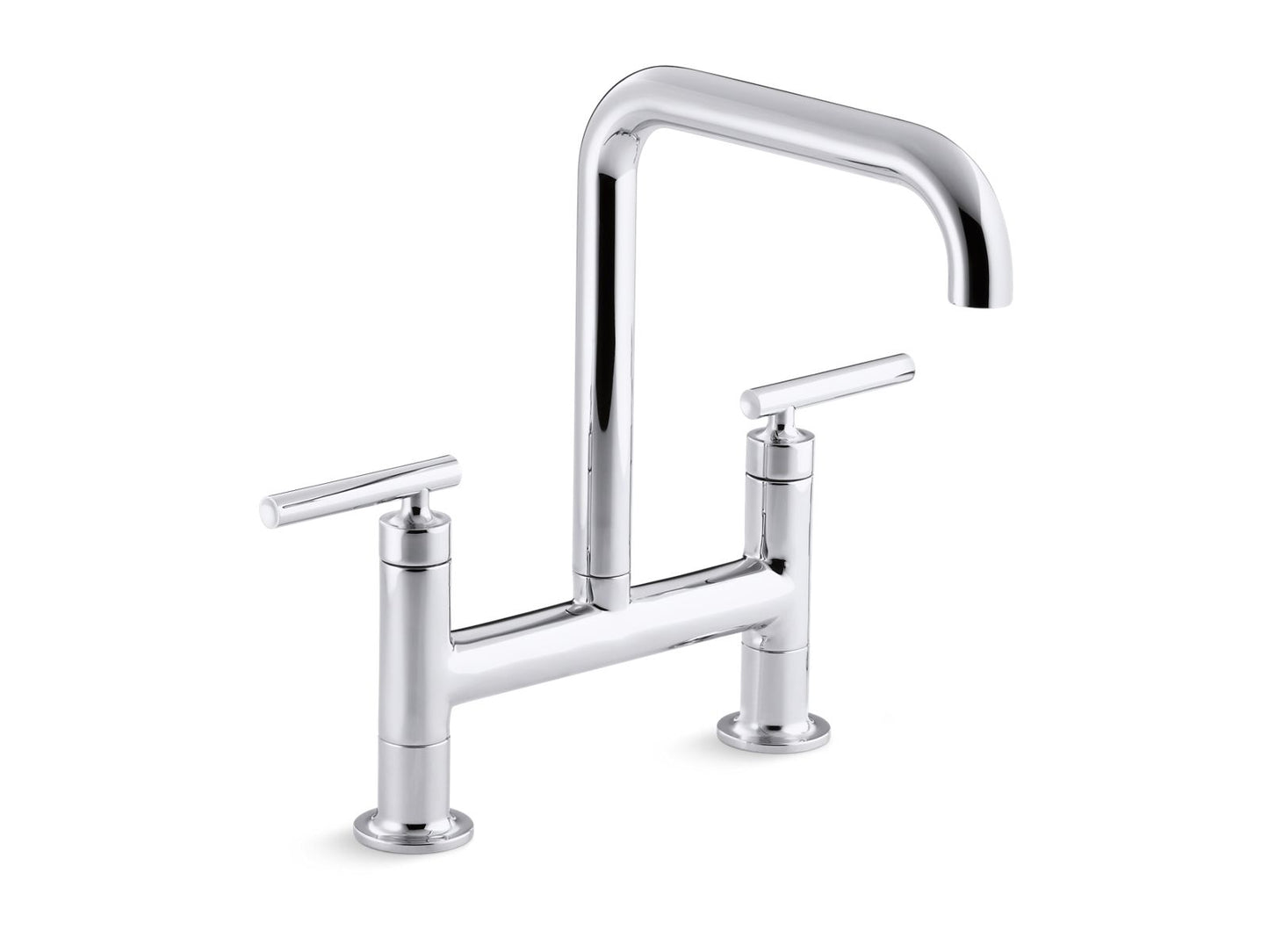 KOHLER K-7547-4-VS Purist Two-hole bridge kitchen sink faucet - Vibrant Stainless