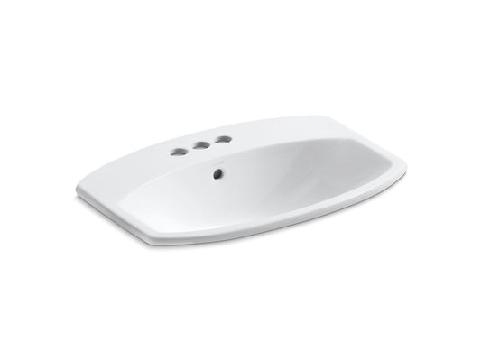 KOHLER K-2351-4-0 Cimarron 22-3/4" Rectangle Drop-In Bathroom Sink In White