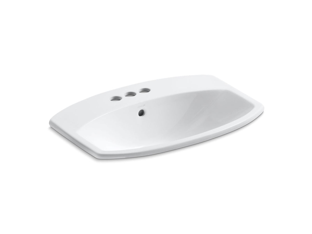 KOHLER K-2351-4-0 Cimarron 22-3/4" Rectangle Drop-In Bathroom Sink - White